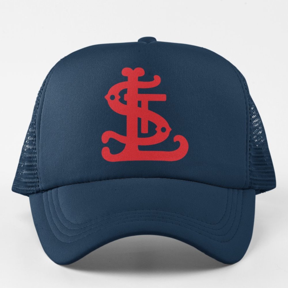 NEW St Louis Cardinals Foundation Monogram Logo Foam Trucker Snapback Hat NAVY